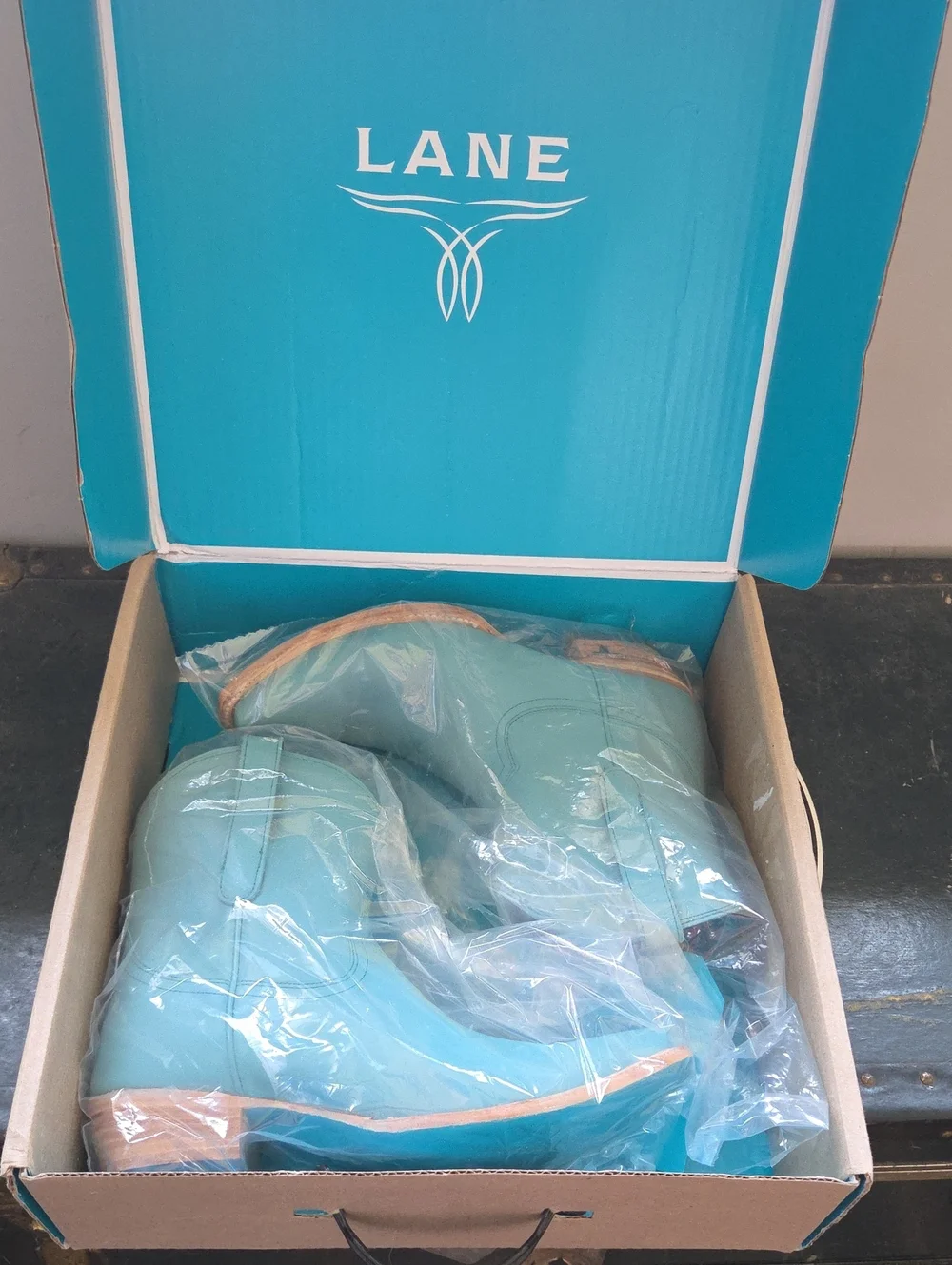 Lane Boots Turquoise Leather Western Ankle Boots